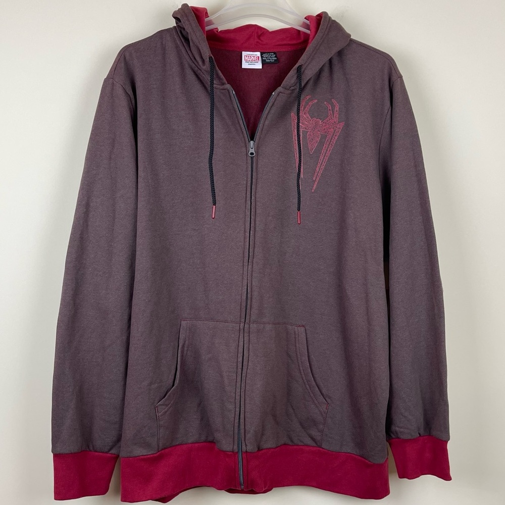 Marvel Grey and Red Hooded Full Zip Squad 62 Spider Man Jacket Coat Size XXL - Picture 3 of 10